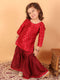 Sishu Girl's' Maroon Zari Kurta And Maroon Sharara Set