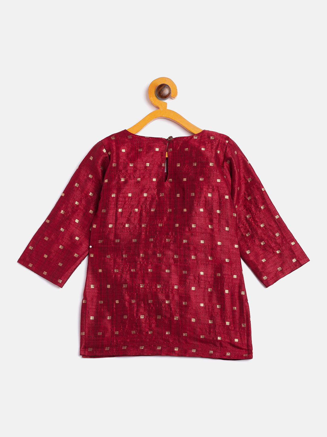 Sishu Girl's' Maroon Zari Kurta And Maroon Sharara Set