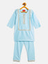 Sishu Girl's' Aqua Blue Viscose Kurta And Straight Pant Set