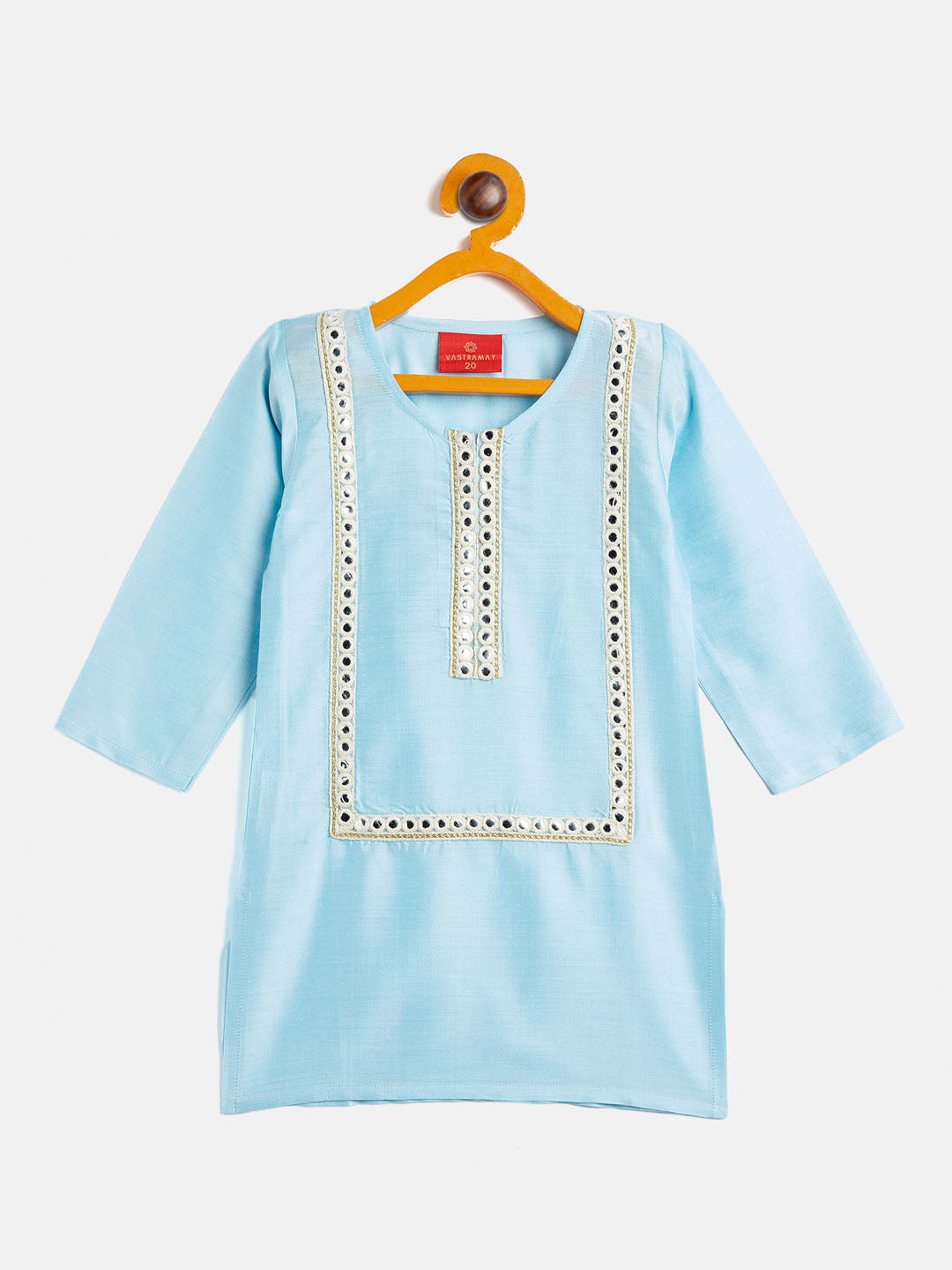 Sishu Girl's' Aqua Blue Viscose Kurta And Straight Pant Set