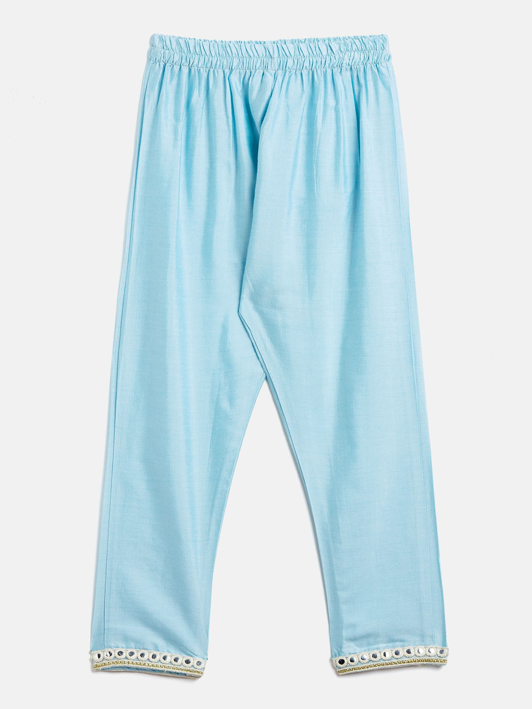 Sishu Girl's' Aqua Blue Viscose Kurta And Straight Pant Set