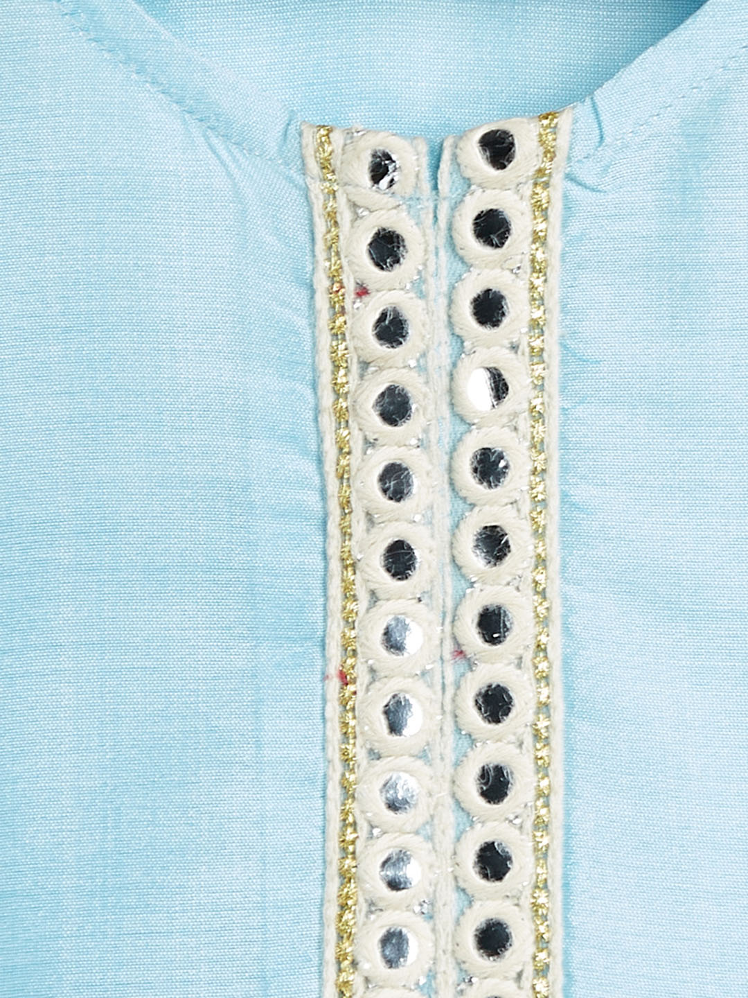 Sishu Girl's' Aqua Blue Viscose Kurta And Straight Pant Set