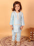 Sishu Girl's' Aqua Blue Viscose Kurta And Straight Pant Set