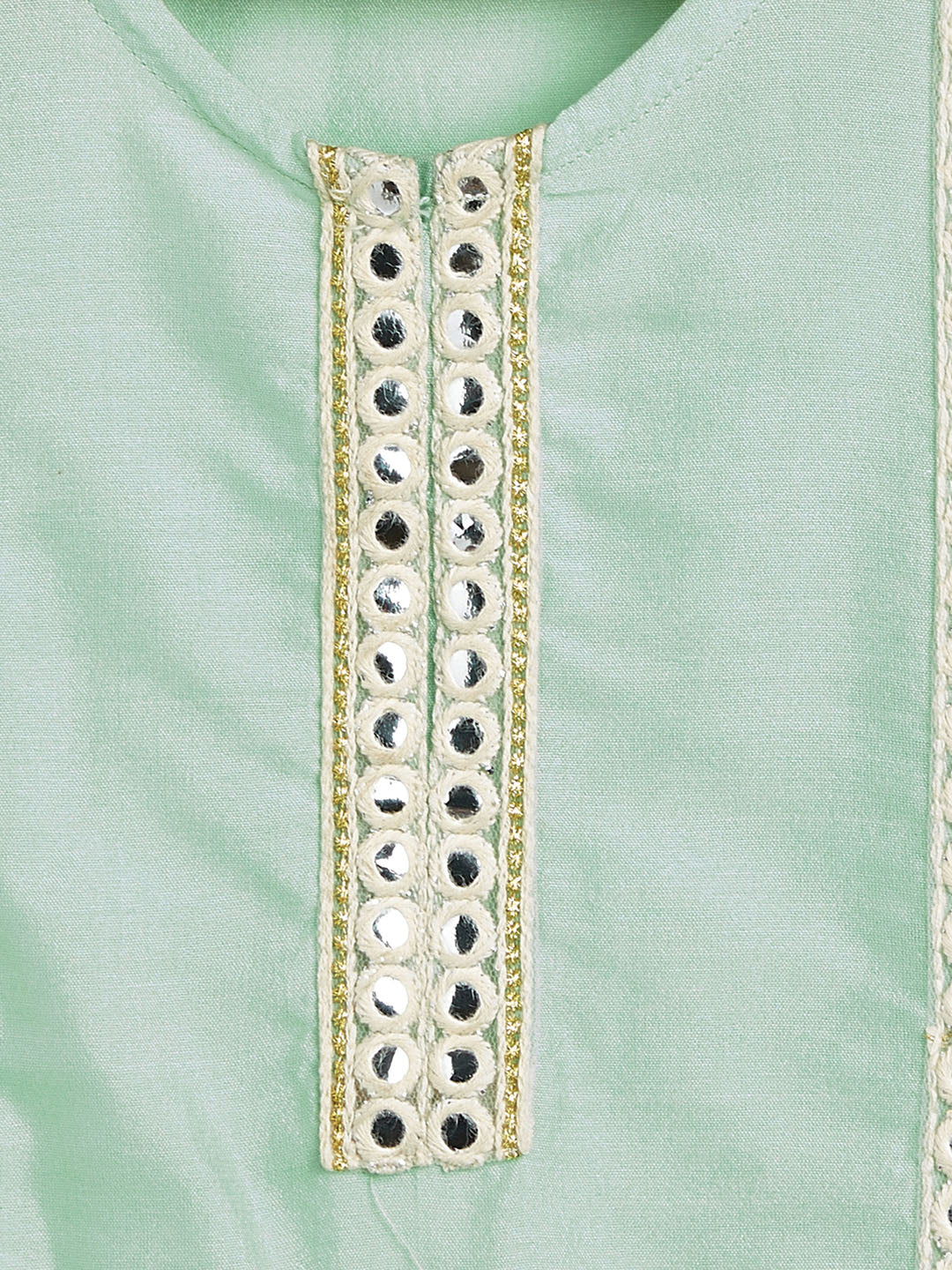 Sishu Girl's' Mint Green Viscose Kurta And Straight Pant Set