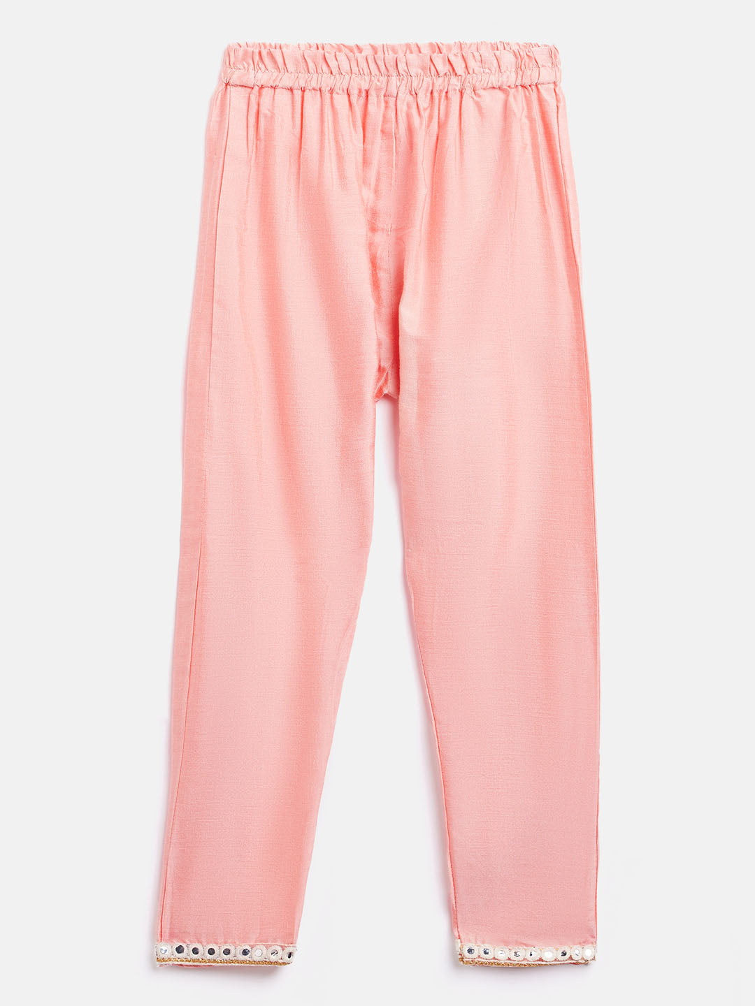 Sishu Girl's' Pink Viscose Kurta And Straight Pant Set