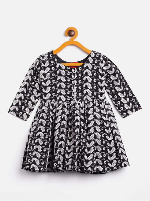 Sishu Girl's Black Chikankari Kurta Leggings Set