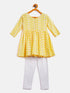 Sishu Girl's Mustard Chikankari Kurta Leggings Set