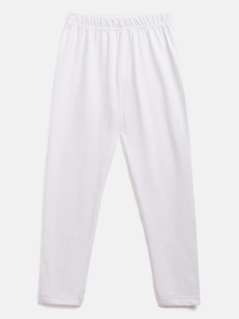 Sishu Girl's Orange Chikankari Kurta Leggings Set