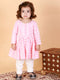 Sishu Girl's Pink And White Chikankari Kurta Leggings Set