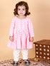 Sishu Girl's Pink And White Chikankari Kurta Leggings Set