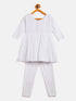Sishu Girl's White Chikankari Kurta Leggings Set