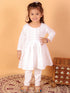 Sishu Girl's White Chikankari Kurta Leggings Set