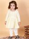Sishu Girl's Yellow And White Chikankari Kurta Leggings Set
