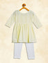 Sishu Girl's Yellow And White Chikankari Kurta Leggings Set