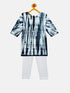 Sishu Girl's Black & White Pure Cotton Tie-Dye Kurta Leggings & Dupatta Set