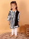 Sishu Girl's Black & White Pure Cotton Tie-Dye Kurta Leggings & Dupatta Set