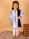 Sishu Girl's Blue & White Pure Cotton Tie-Dye Kurta Leggings & Dupatta Set