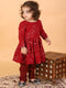 Sishu Girl's Maroon Mirror Kurta Pyjama Set
