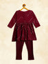 Sishu Girl's Maroon Mirror Kurta Pyjama Set