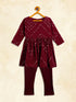 Sishu Girl's Maroon Mirror Kurta Pyjama Set
