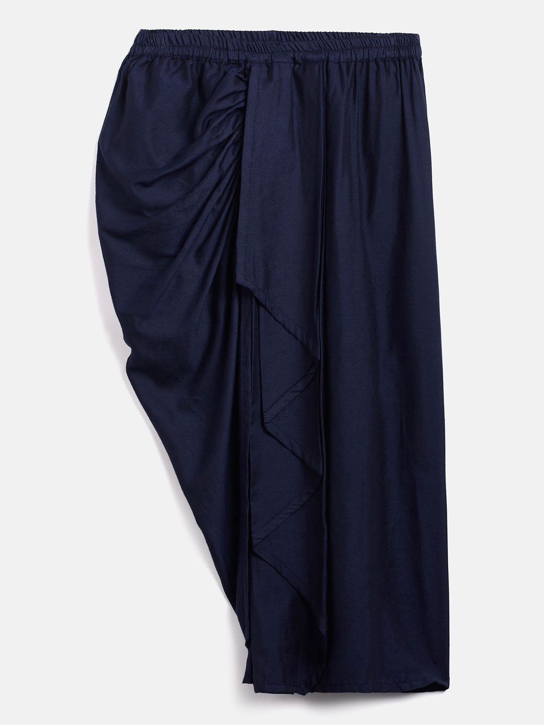 Sishu Girl's Navy Blue Draped Skirt With Crop Top