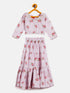 Sishu Girl's Printed Linen Crop Top And Ruffle Skirt Set