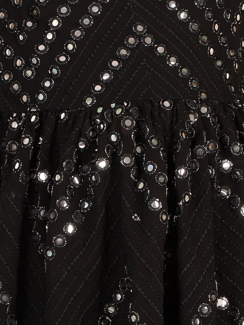 Girl's Black Mirror Kurta Pyjama Set