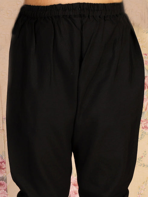 Girl's Black Mirror Kurta Pyjama Set