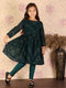 Girl's Green Mirror Kurta Pyjama Set