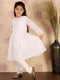 Girl's White Mirror Kurta Pyjama Set