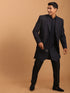 Men's Navy Blue Woven Blazer And Kurta Pant Set