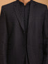 Men's Navy Blue Woven Blazer And Kurta Pant Set