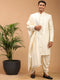 Men's Cream Mirror Indo Western Sherwani With Dupatta Set