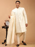 Men's Cream Mirror Indo Western Sherwani With Dupatta Set