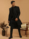 Men's Black Glitter Indo Sherwani With Kurta Pant Set