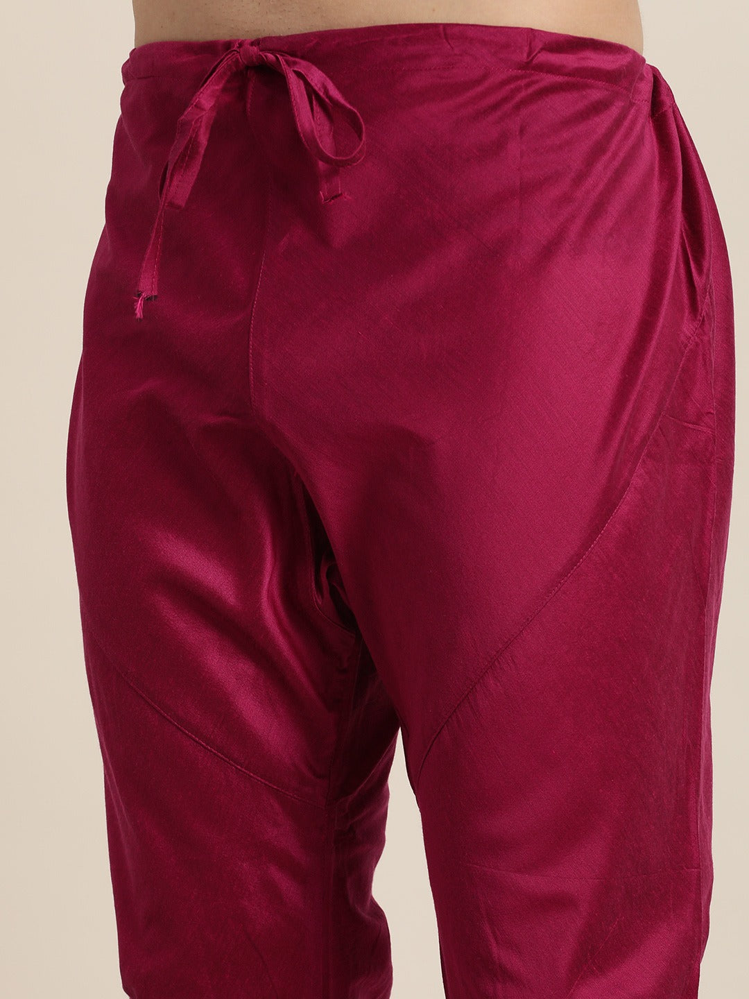 Men's Light Green Nerhu Jacket With Dark Pink Kurta Pyjama Set