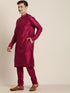 Men's Light Green Nerhu Jacket With Dark Pink Kurta Pyjama Set