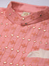 Men's Beige Mirror Work Kurta With Churidar With Ethnic Jacket