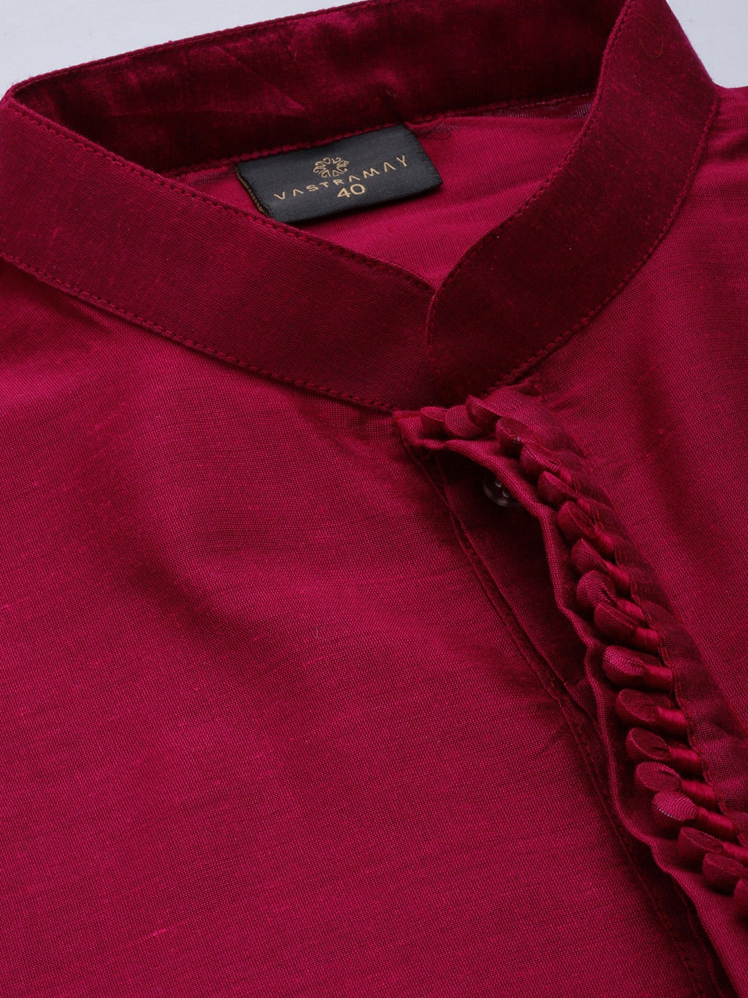 Men's Fuchsia & Pink Solid Kurta With Churidar & Nehru Jacket