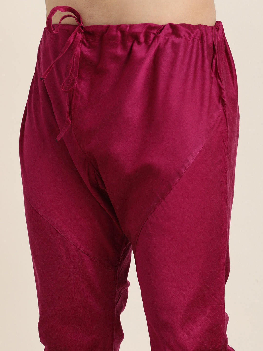 Men's Fuchsia & Pink Solid Kurta With Churidar & Nehru Jacket