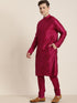 Men's Fuchsia & Pink Solid Kurta With Churidar & Nehru Jacket