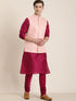 Men's Fuchsia & Pink Solid Kurta With Churidar & Nehru Jacket