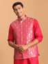 Men's Valentino Pink Flower Motif Jacquard Nehru Jacket