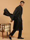 Men's Black Mirror Jacket With Kurta Pant And Dupatta Set