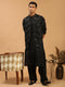 Men's Black Mirror Jacket With Kurta Patiala Set