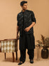 Men's Black Mirror Jacket With Kurta Patiala Set