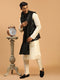 Men's Black Mirror Jacket With Kurta Pant And Dupatta Set