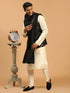 Men's Black Mirror Jacket With Kurta Pant And Dupatta Set