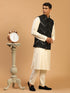 Men's Black Mirror Jacket With Kurta Pant And Dupatta Set