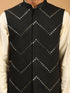Men's Black Mirror Jacket With Kurta Pant And Dupatta Set